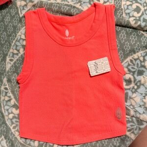 NOT AVAIL NWT Free People Movement Free-To-Be Ribbed Crop Tank Top Coral Orange